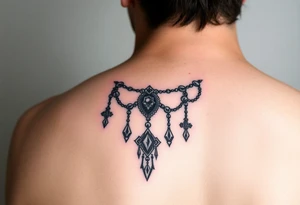 Gothic jewelry draping tattoo idea