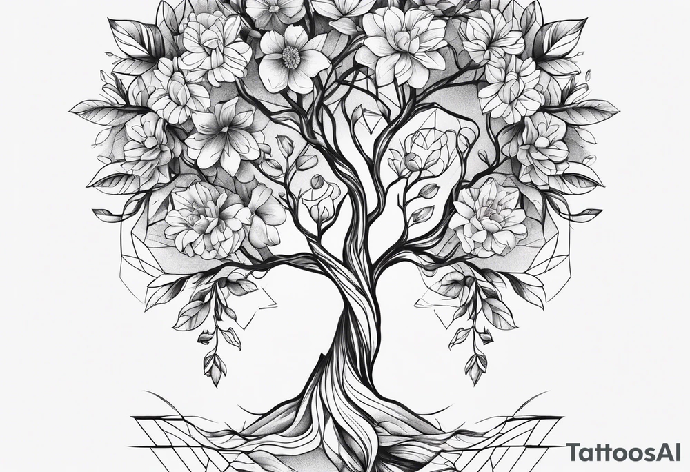 flowers tree tattoo idea