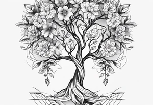 flowers tree tattoo idea