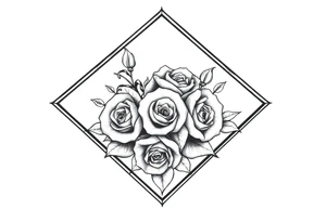 Small Roses filing up the inside of an elongated diamond shape tattoo idea