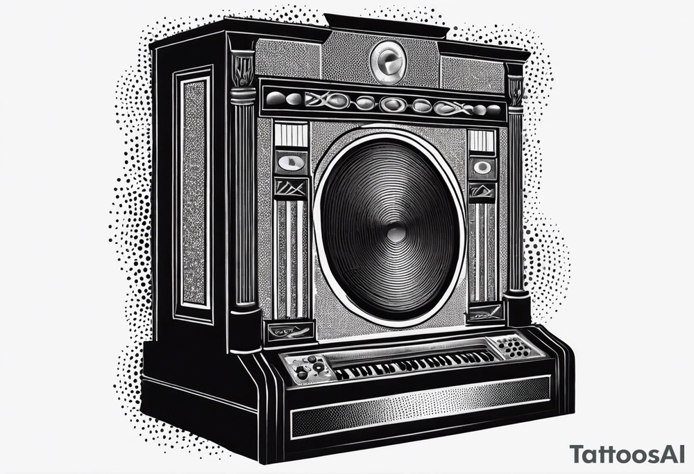 man playing music jukebox tattoo idea