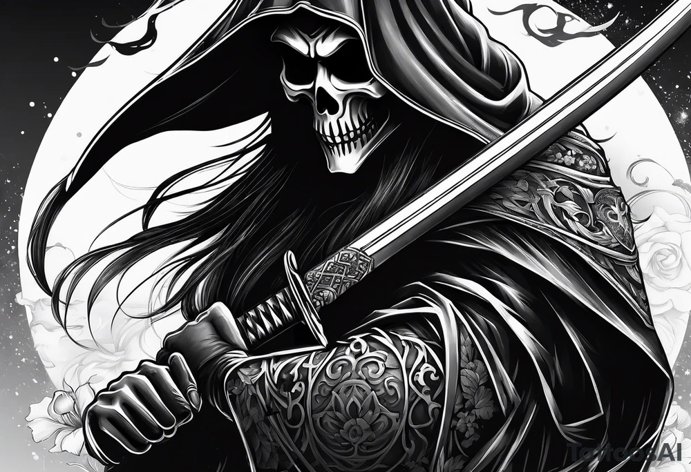 Katana and grim reaper tattoo idea