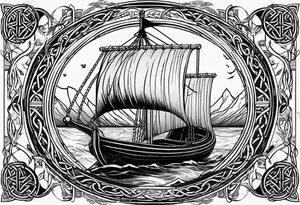 Viking longship, celtic rune compass, Yggdrasil tattoo idea