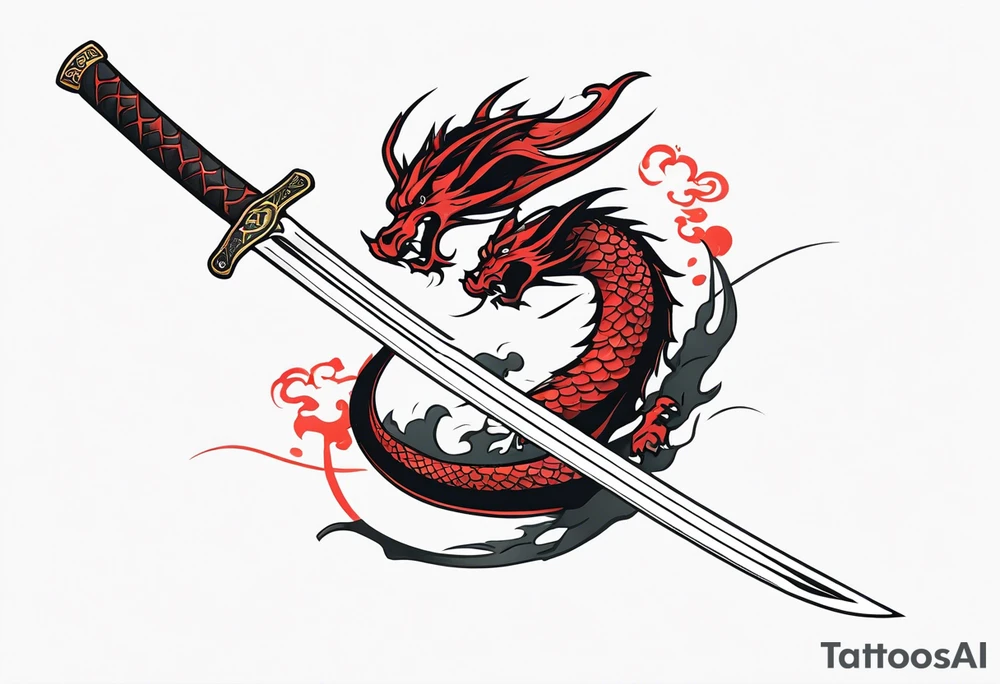 Katana sword with a dragon tattoo idea