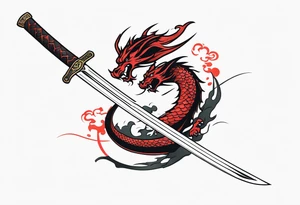 Katana sword with a dragon tattoo idea