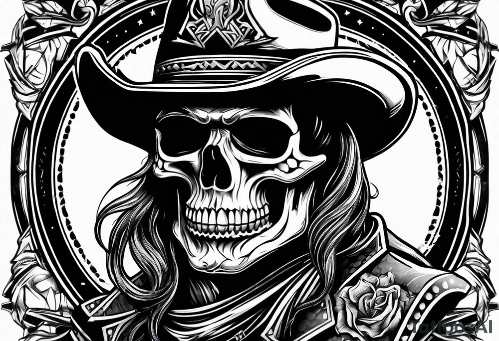 cowboy skull smoking a cigarette tattoo idea