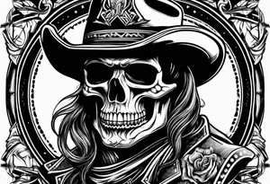 cowboy skull smoking a cigarette tattoo idea