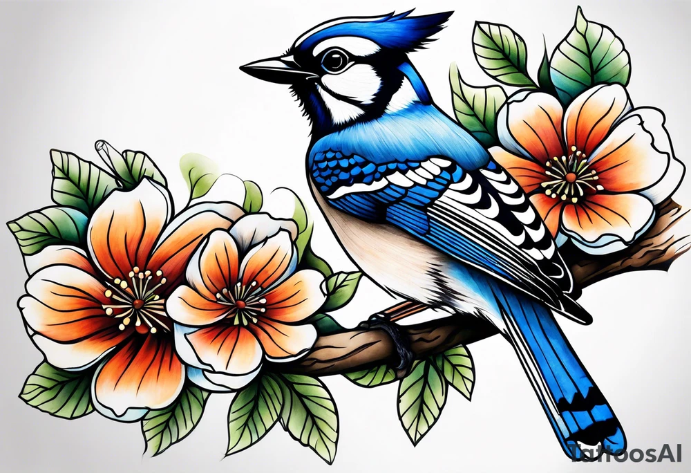 Majestic bluejay tattoo idea