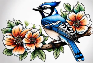 Majestic bluejay tattoo idea