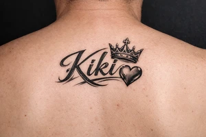 Kiki name with heart and crown simple tattoo idea