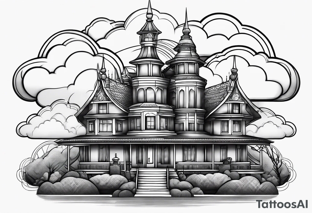 cloud town tattoo idea