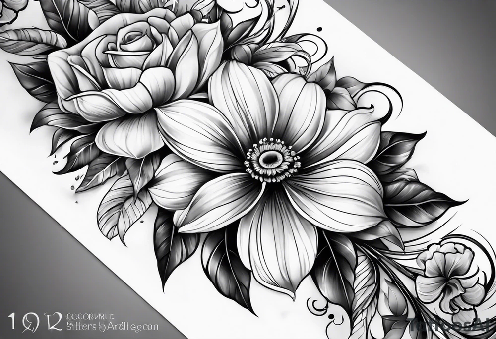 Flower full arm sleeve tattoo idea