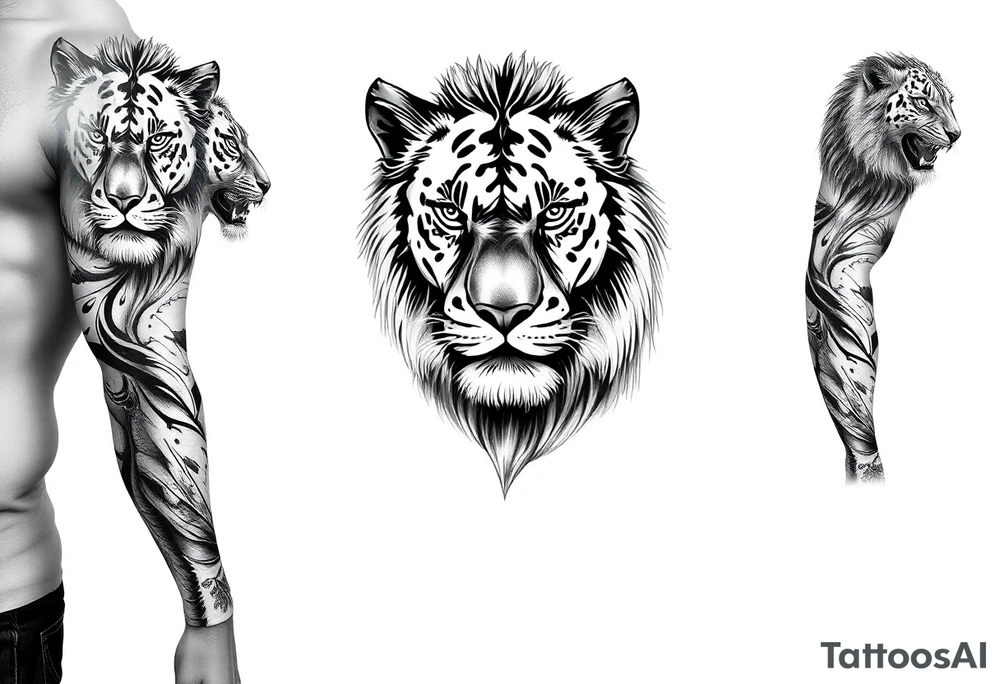 the king of the jungle sleeve tattoo idea