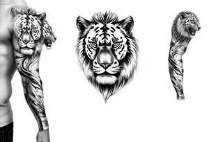 the king of the jungle sleeve tattoo idea