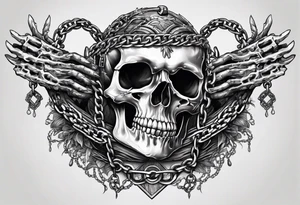 Skeleton hands that are chained together breaking the chain in the middle tattoo idea