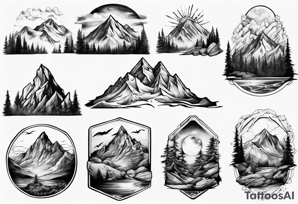 Dramatic mountain sleeve tattoo idea