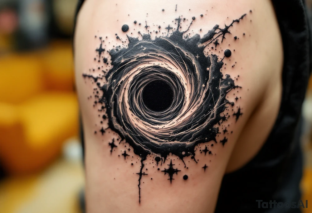 A parralel universe centered by a black hole tattoo idea