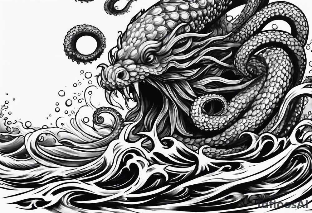 Kraken tentacles coming out of water tattoo idea