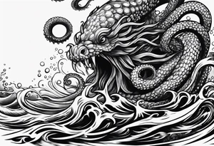 Kraken tentacles coming out of water tattoo idea