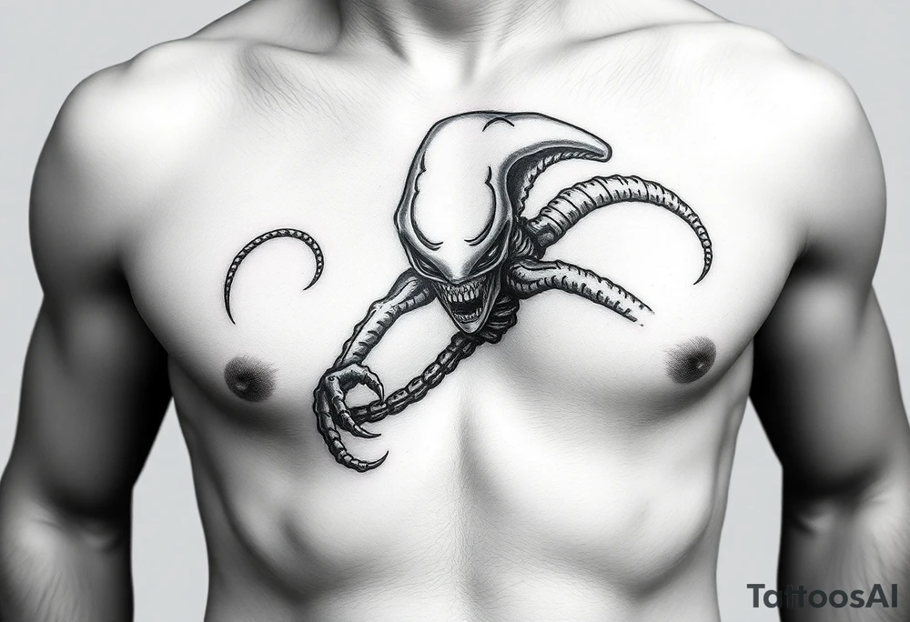 Alien on stomach tattoo idea