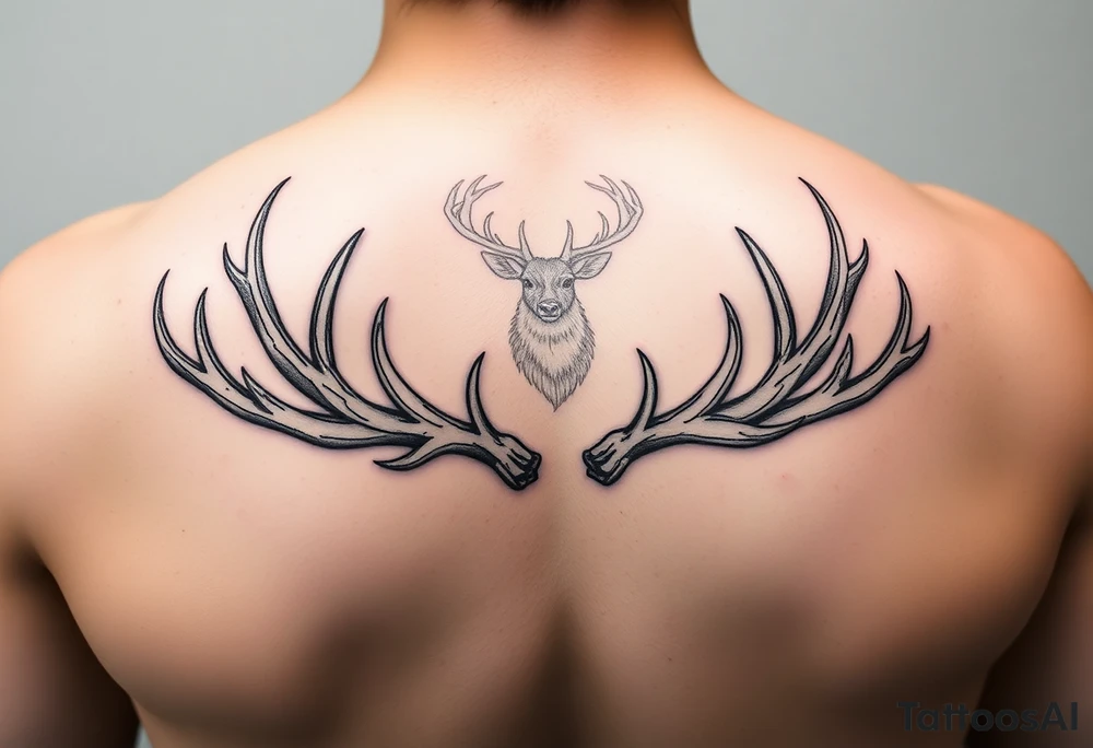 A line of intertwined elk antler sheds and deer antler sheds tattoo idea