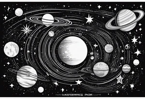 universe, planets, stars tattoo idea