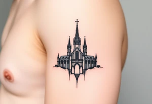 A universe in the shape of a Gothic cathedral tattoo idea