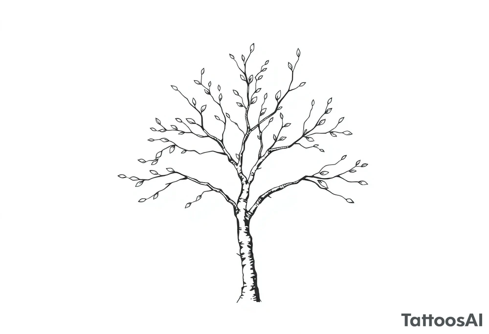 birch tree with missing leaves tattoo idea