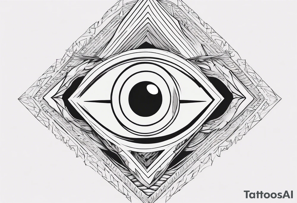 Third eye abstract fine line sketch style. Diamond shape with heavy black and do tattoo idea