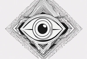 Third eye abstract fine line sketch style. Diamond shape with heavy black and do tattoo idea