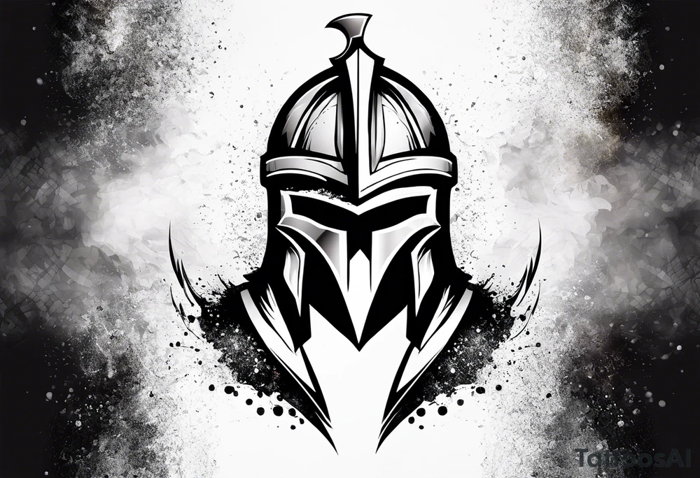 Spartan helmet with mist around tattoo idea