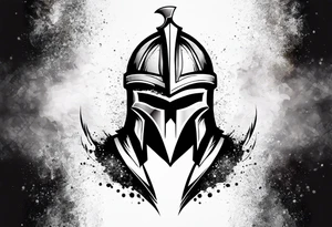 Spartan helmet with mist around tattoo idea