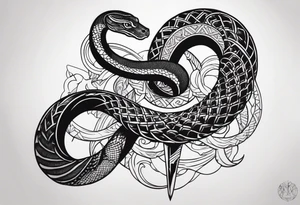 Snake on a battle axe tattoo idea