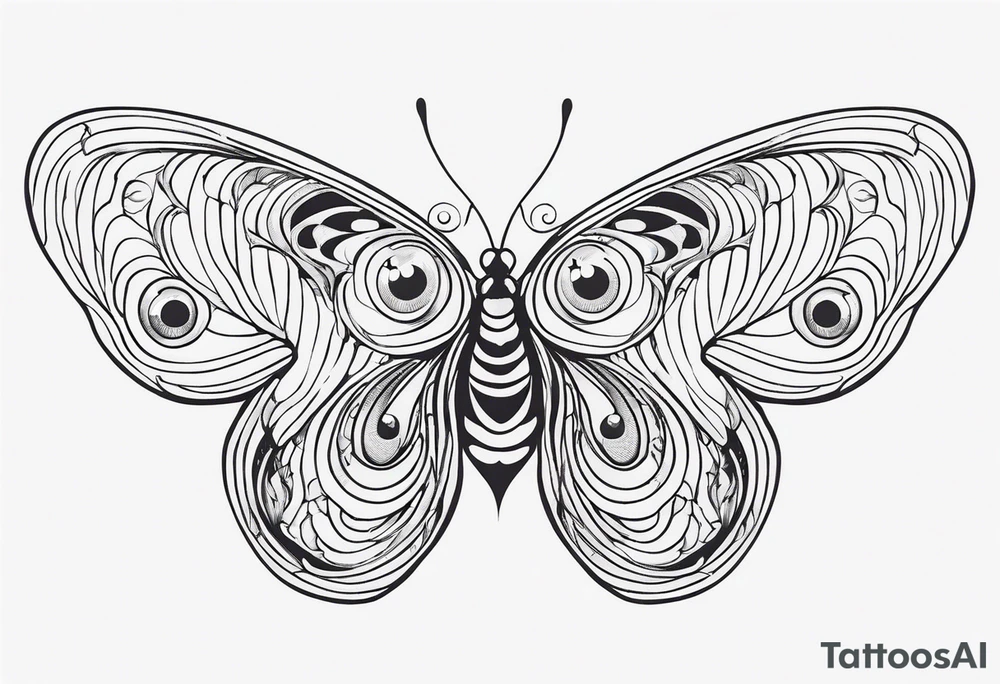 butterfly wings with scary eyes pattern tattoo idea