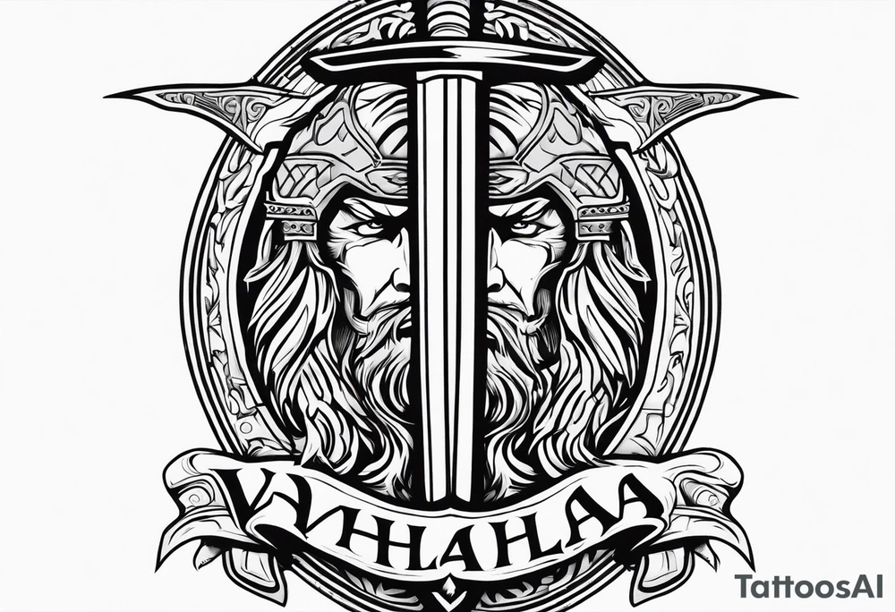 Valhalla  warrior soldier  Sword tattoo idea