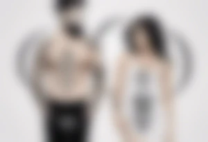 infinite symbol and 2 woman symbol merged with man symbol tattoo idea