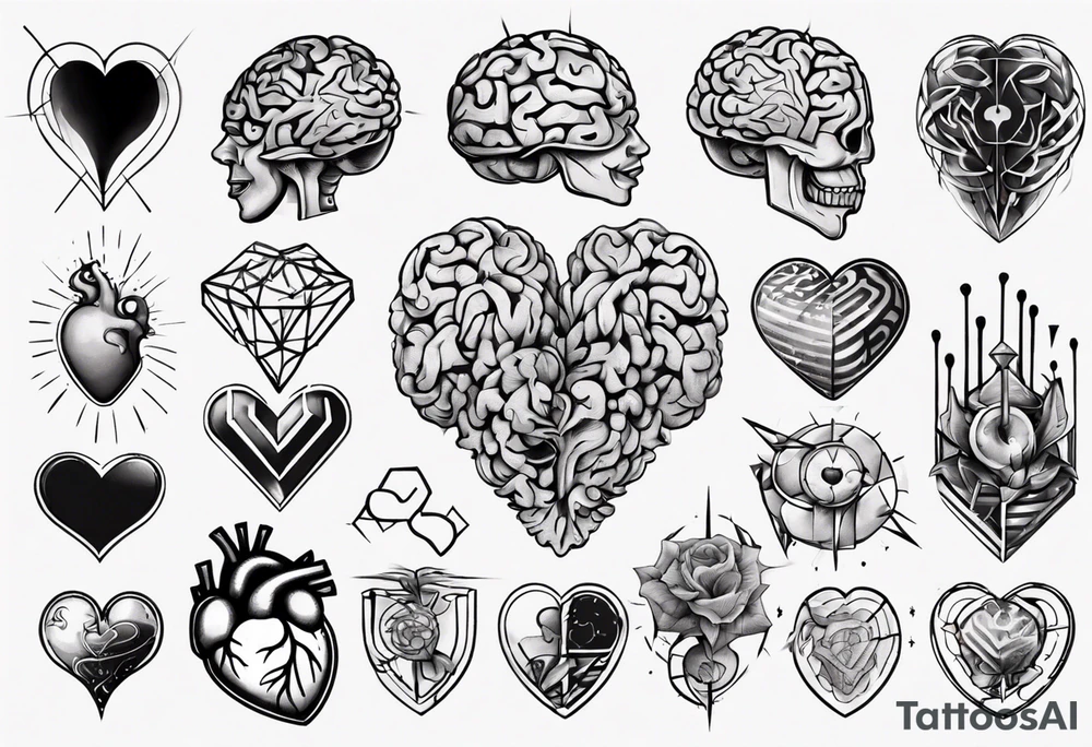 Heart and brain tattoo idea