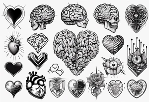 Heart and brain tattoo idea