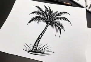fineline tattoo of a palm tree tattoo idea