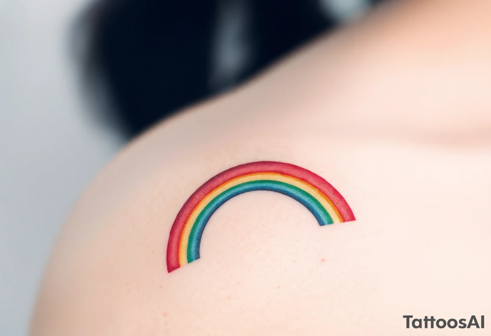 A rainbow with a halo above it to honour a rainbow baby tattoo idea
