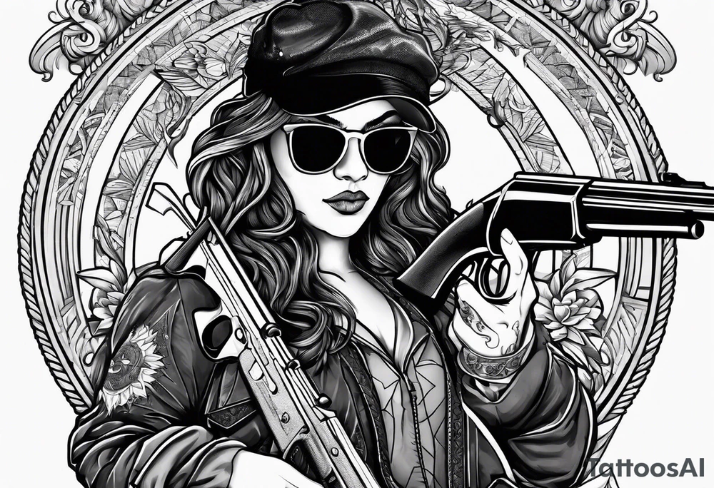 capricorn with sunglasses and shotgun tattoo idea