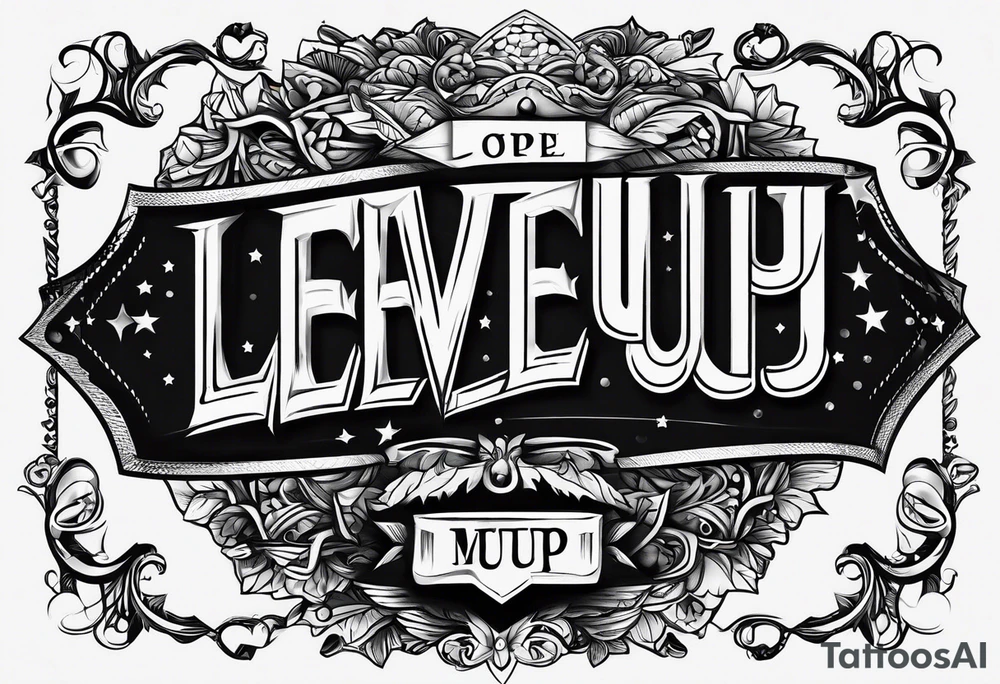 simple text saying "Level Up" tattoo idea