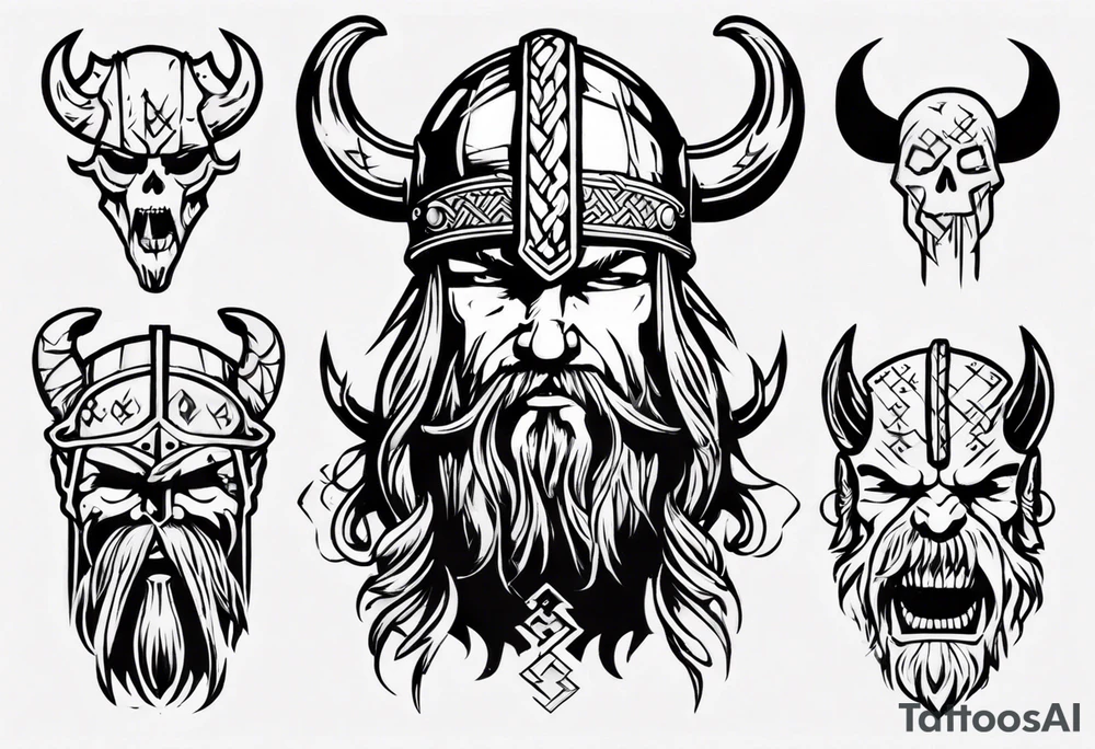 Viking no tattoos headshot tattoo idea