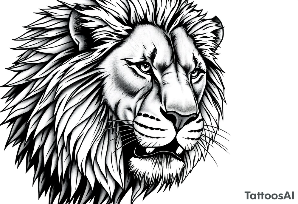 powerful majestic lion, close-up tattoo idea
