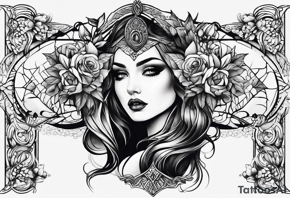 Gothic female style forearm tattoo idea