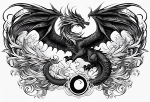 majestic  dragon and phoenix  in harmony and balance tattoo tattoo idea