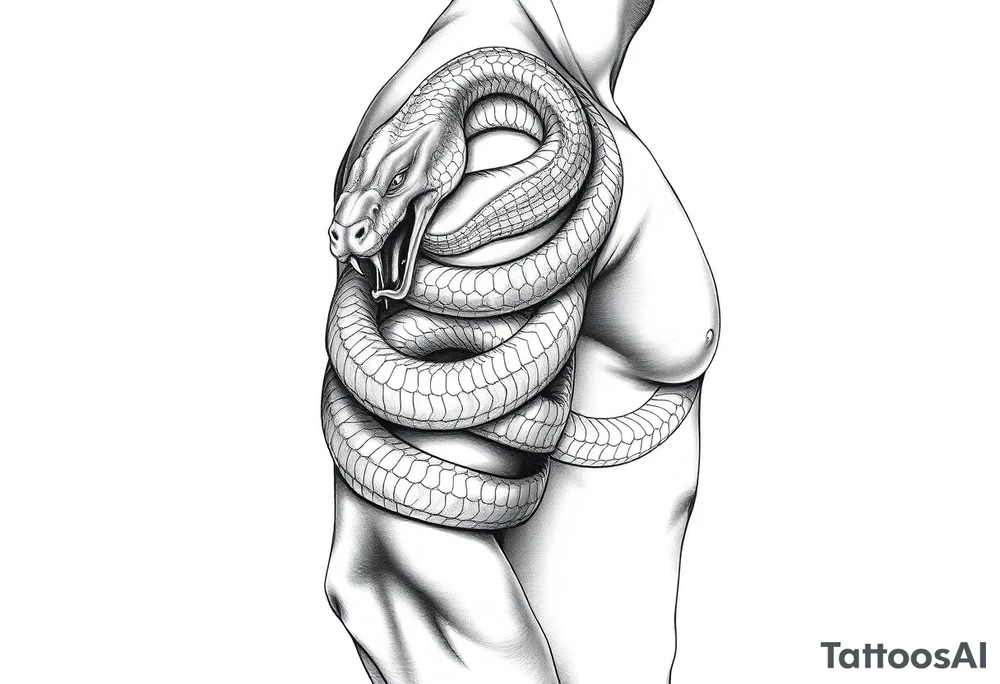 Powerful scary snaked wrapped around tattoo idea