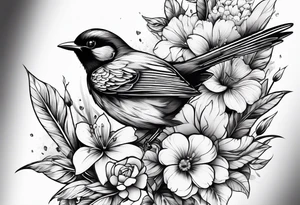 Birds and flowers tattoo idea