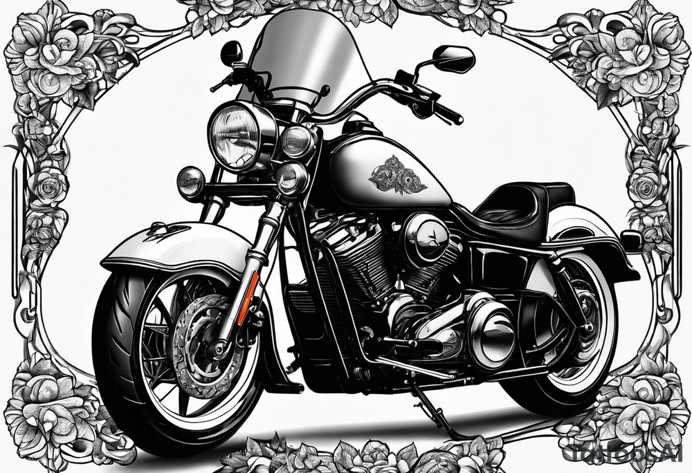 Frau auf einen Motorrad tattoo idea