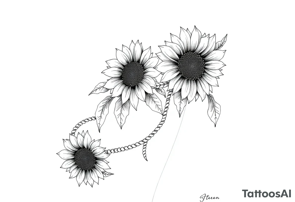 Rope chain, sunflowers, tattoo idea